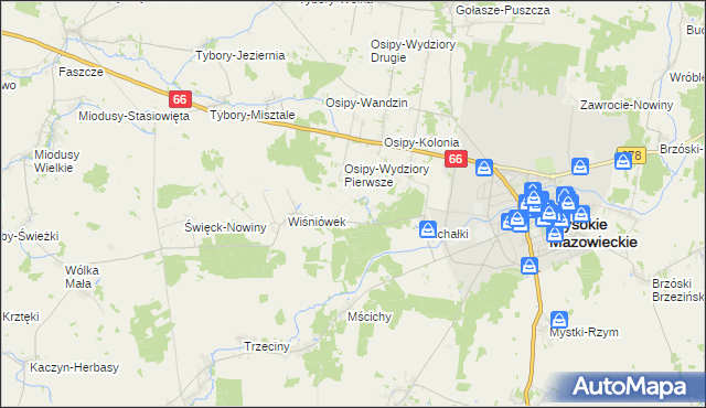 mapa Osipy-Zakrzewizna, Osipy-Zakrzewizna na mapie Targeo