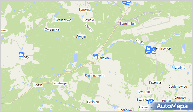 mapa Oskowo, Oskowo na mapie Targeo