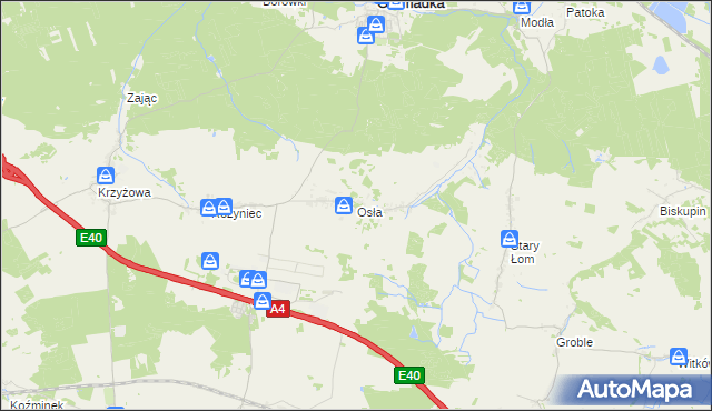 mapa Osła, Osła na mapie Targeo