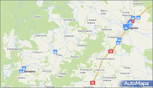 mapa Osłowice, Osłowice na mapie Targeo