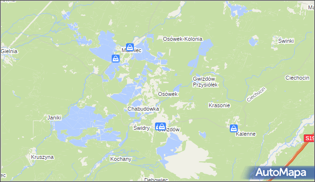 mapa Osówek gmina Potok Wielki, Osówek gmina Potok Wielki na mapie Targeo