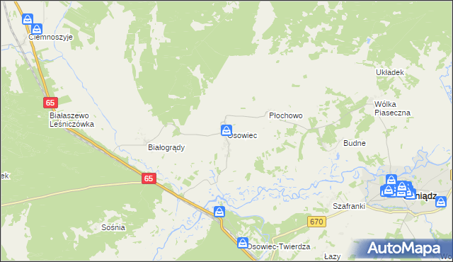 mapa Osowiec gmina Goniądz, Osowiec gmina Goniądz na mapie Targeo