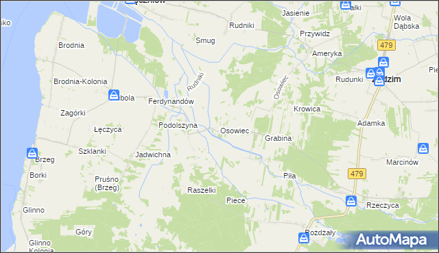 mapa Osowiec gmina Pęczniew, Osowiec gmina Pęczniew na mapie Targeo