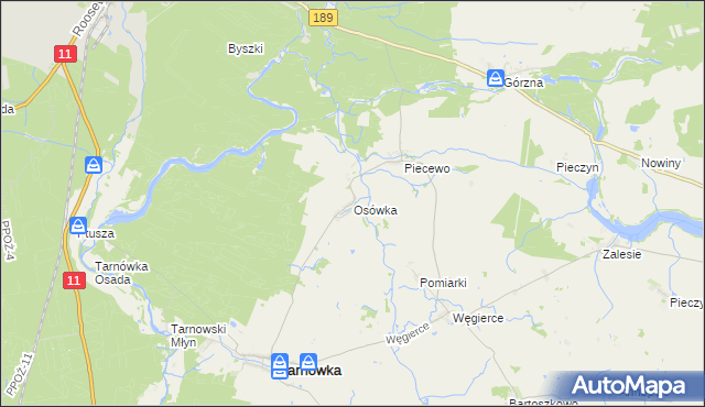 mapa Osówka gmina Tarnówka, Osówka gmina Tarnówka na mapie Targeo