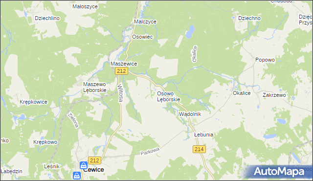 mapa Osowo Lęborskie, Osowo Lęborskie na mapie Targeo