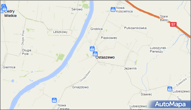 mapa Ostaszewo powiat nowodworski, Ostaszewo powiat nowodworski na mapie Targeo