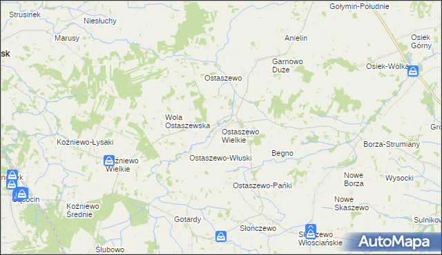 mapa Ostaszewo Wielkie, Ostaszewo Wielkie na mapie Targeo