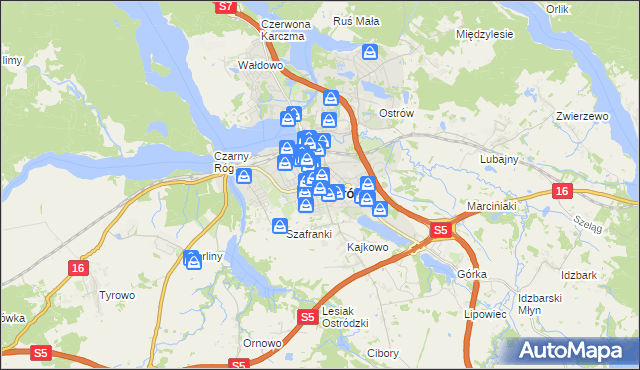 mapa Ostróda, Ostróda na mapie Targeo