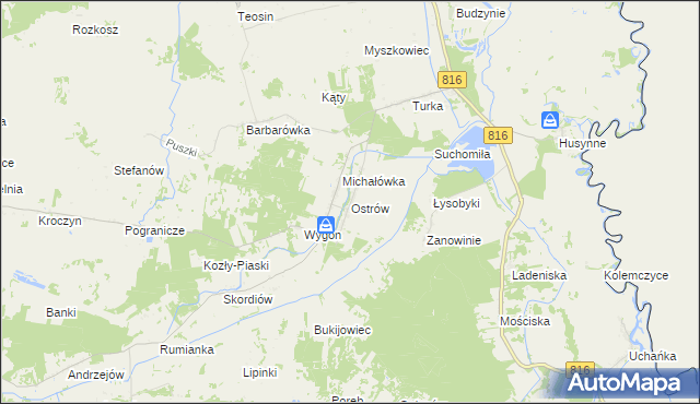 mapa Ostrów gmina Dorohusk, Ostrów gmina Dorohusk na mapie Targeo