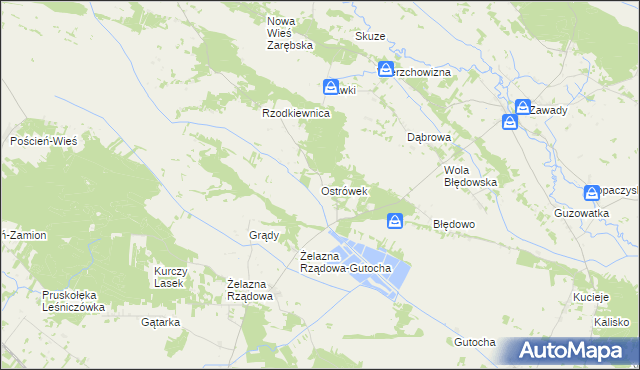 mapa Ostrówek gmina Baranowo, Ostrówek gmina Baranowo na mapie Targeo