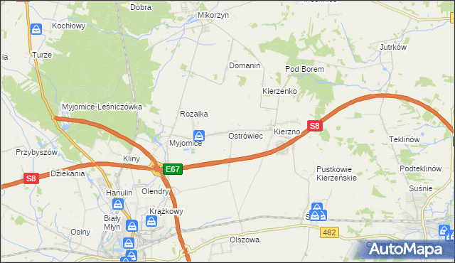 mapa Ostrówiec gmina Kępno, Ostrówiec gmina Kępno na mapie Targeo