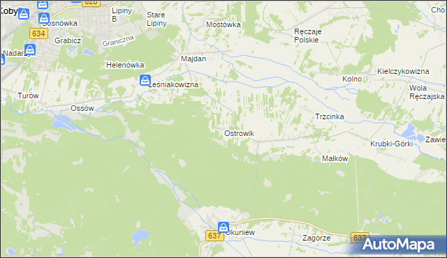 mapa Ostrowik gmina Poświętne, Ostrowik gmina Poświętne na mapie Targeo