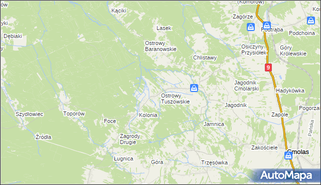 mapa Ostrowy Tuszowskie, Ostrowy Tuszowskie na mapie Targeo