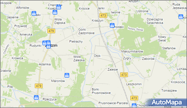 mapa Otok gmina Zadzim, Otok gmina Zadzim na mapie Targeo