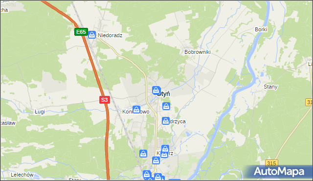 mapa Otyń, Otyń na mapie Targeo