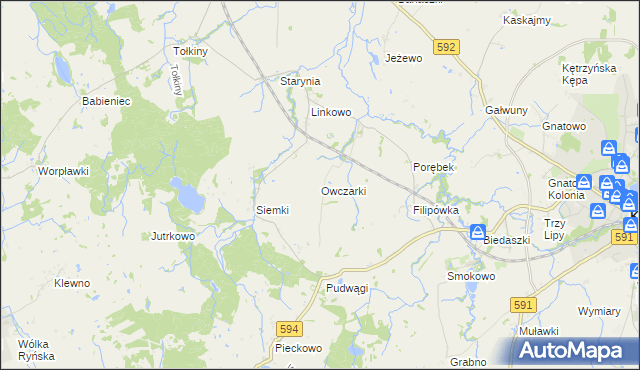 mapa Owczarki gmina Kętrzyn, Owczarki gmina Kętrzyn na mapie Targeo