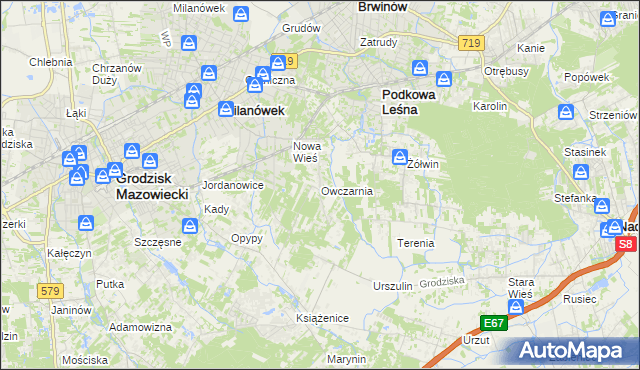 mapa Owczarnia gmina Brwinów, Owczarnia gmina Brwinów na mapie Targeo