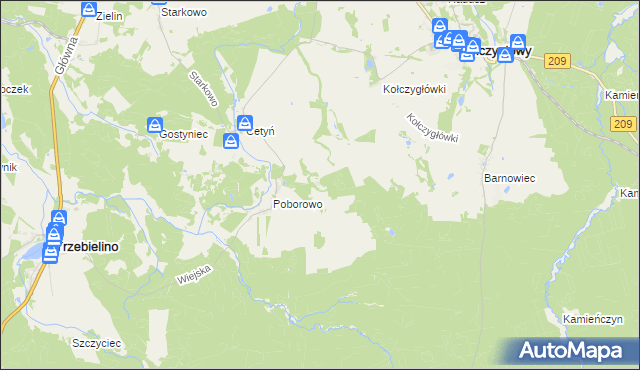 mapa Owczary gmina Trzebielino, Owczary gmina Trzebielino na mapie Targeo