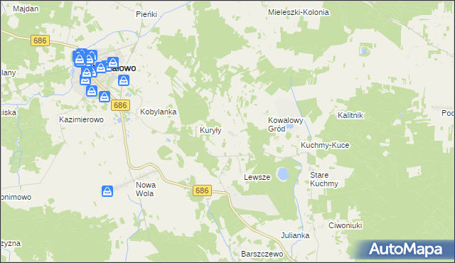 mapa Oziabły, Oziabły na mapie Targeo