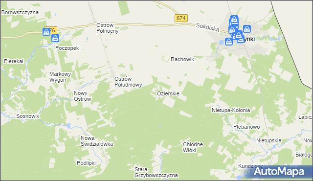 mapa Ozierskie, Ozierskie na mapie Targeo