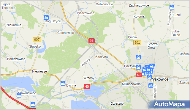 mapa Paczyna, Paczyna na mapie Targeo