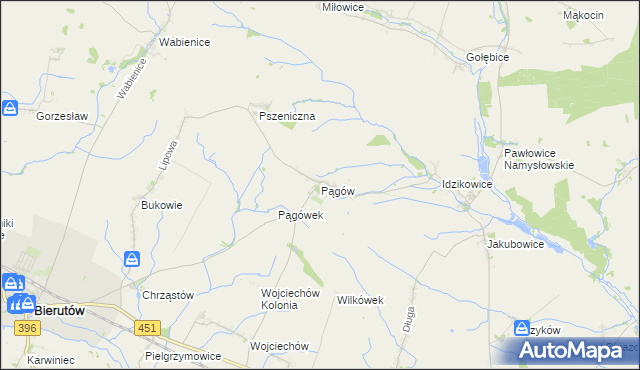 mapa Pągów gmina Wilków, Pągów gmina Wilków na mapie Targeo