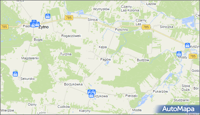 mapa Pągów gmina Żytno, Pągów gmina Żytno na mapie Targeo