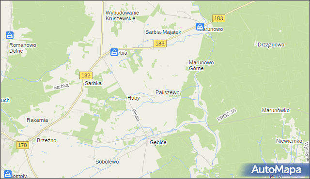 mapa Paliszewo, Paliszewo na mapie Targeo