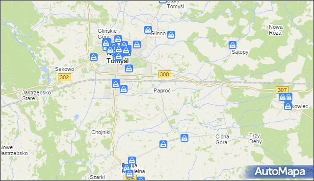 mapa Paproć, Paproć na mapie Targeo