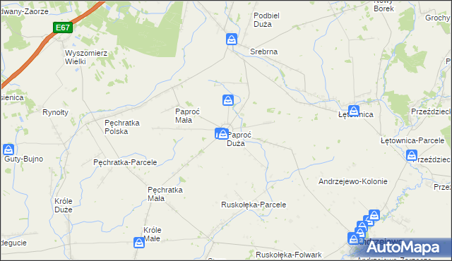 mapa Paproć Duża, Paproć Duża na mapie Targeo