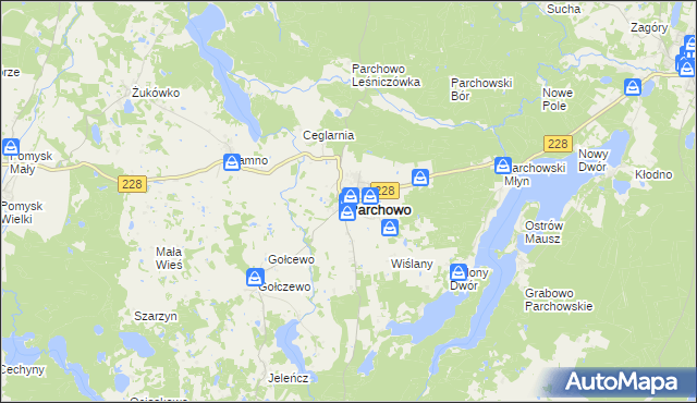 mapa Parchowo powiat bytowski, Parchowo powiat bytowski na mapie Targeo