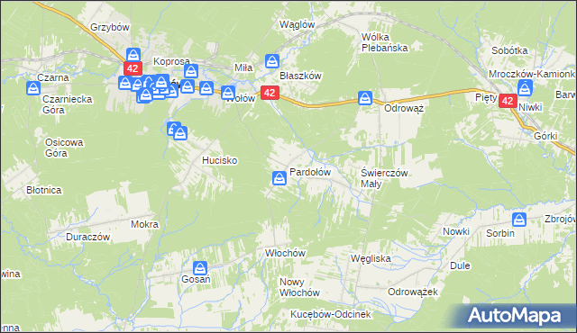 mapa Pardołów, Pardołów na mapie Targeo