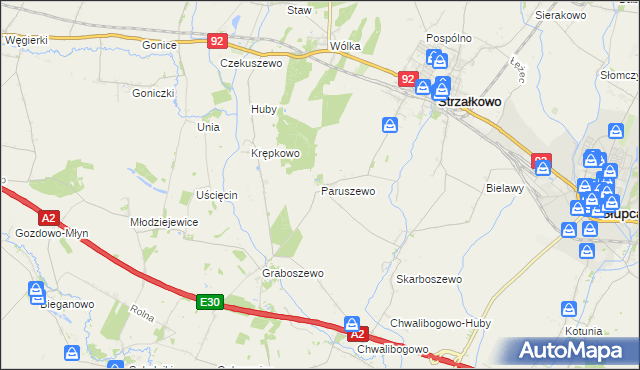 mapa Paruszewo, Paruszewo na mapie Targeo