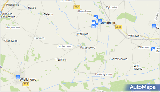 mapa Parzęczewo, Parzęczewo na mapie Targeo