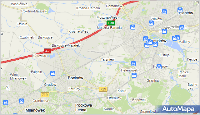 mapa Parzniew, Parzniew na mapie Targeo