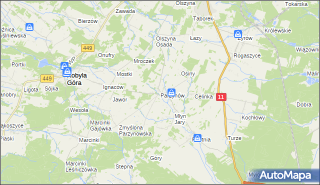 mapa Parzynów, Parzynów na mapie Targeo