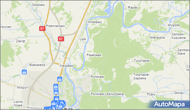 mapa Pawłówek-Gajówka, Pawłówek-Gajówka na mapie Targeo