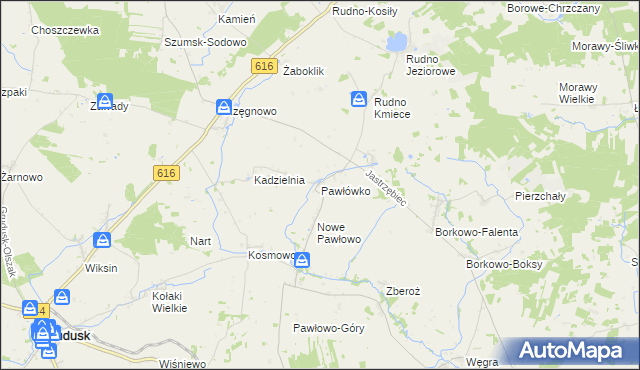 mapa Pawłówko gmina Czernice Borowe, Pawłówko gmina Czernice Borowe na mapie Targeo