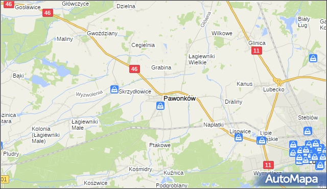 mapa Pawonków, Pawonków na mapie Targeo