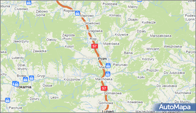 mapa Pcim, Pcim na mapie Targeo