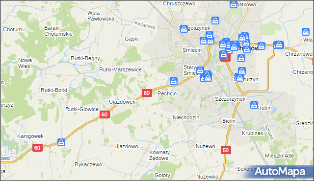 mapa Pęchcin, Pęchcin na mapie Targeo