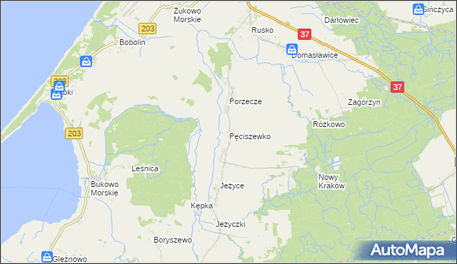 mapa Pęciszewko, Pęciszewko na mapie Targeo