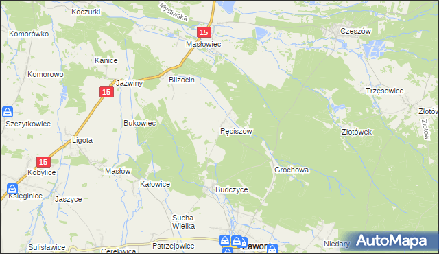 mapa Pęciszów, Pęciszów na mapie Targeo