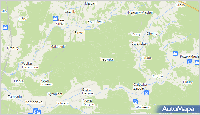mapa Pecynka, Pecynka na mapie Targeo