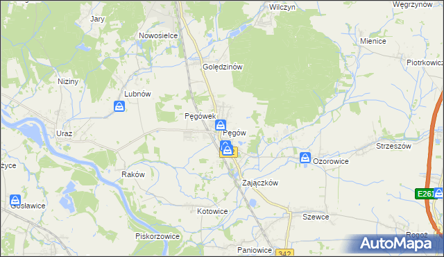 mapa Pęgów gmina Oborniki Śląskie, Pęgów gmina Oborniki Śląskie na mapie Targeo