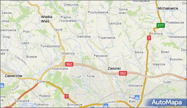 mapa Pękowice, Pękowice na mapie Targeo