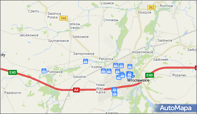 mapa Pełcznica, Pełcznica na mapie Targeo