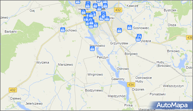 mapa Pełczyn gmina Śrem, Pełczyn gmina Śrem na mapie Targeo