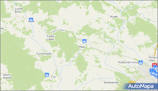 mapa Pełty gmina Myszyniec, Pełty gmina Myszyniec na mapie Targeo