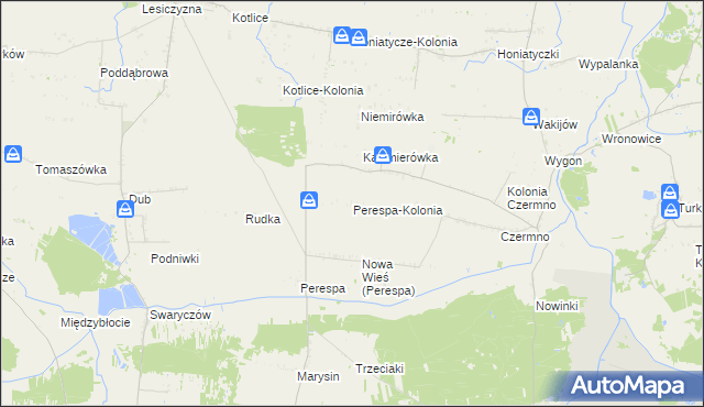 mapa Perespa-Kolonia, Perespa-Kolonia na mapie Targeo